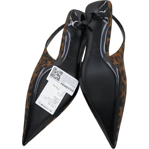 Saint Laurent Cherish Leopard-Print Slingback Pointed-Toe Pumps Women's US 8M - Picture 6 of 6